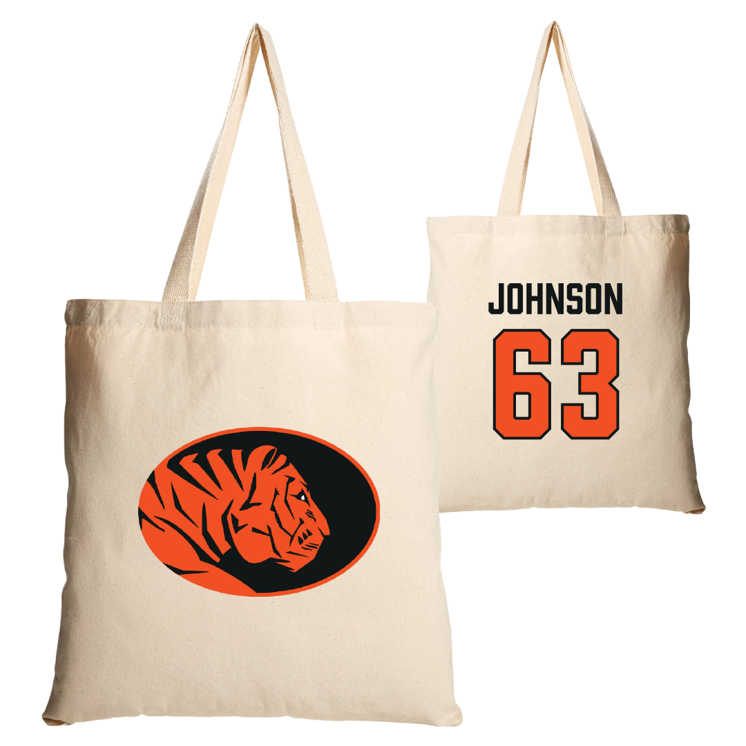 East Central University Football Tan Canvas Tote Bag - #63 Tyson Johnson