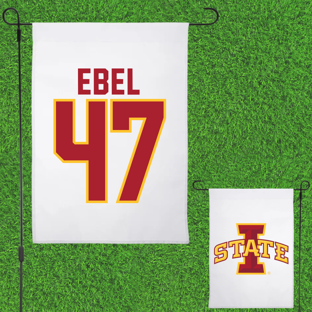 Iowa State University Football White Garden Flag - #47 Kooper Ebel