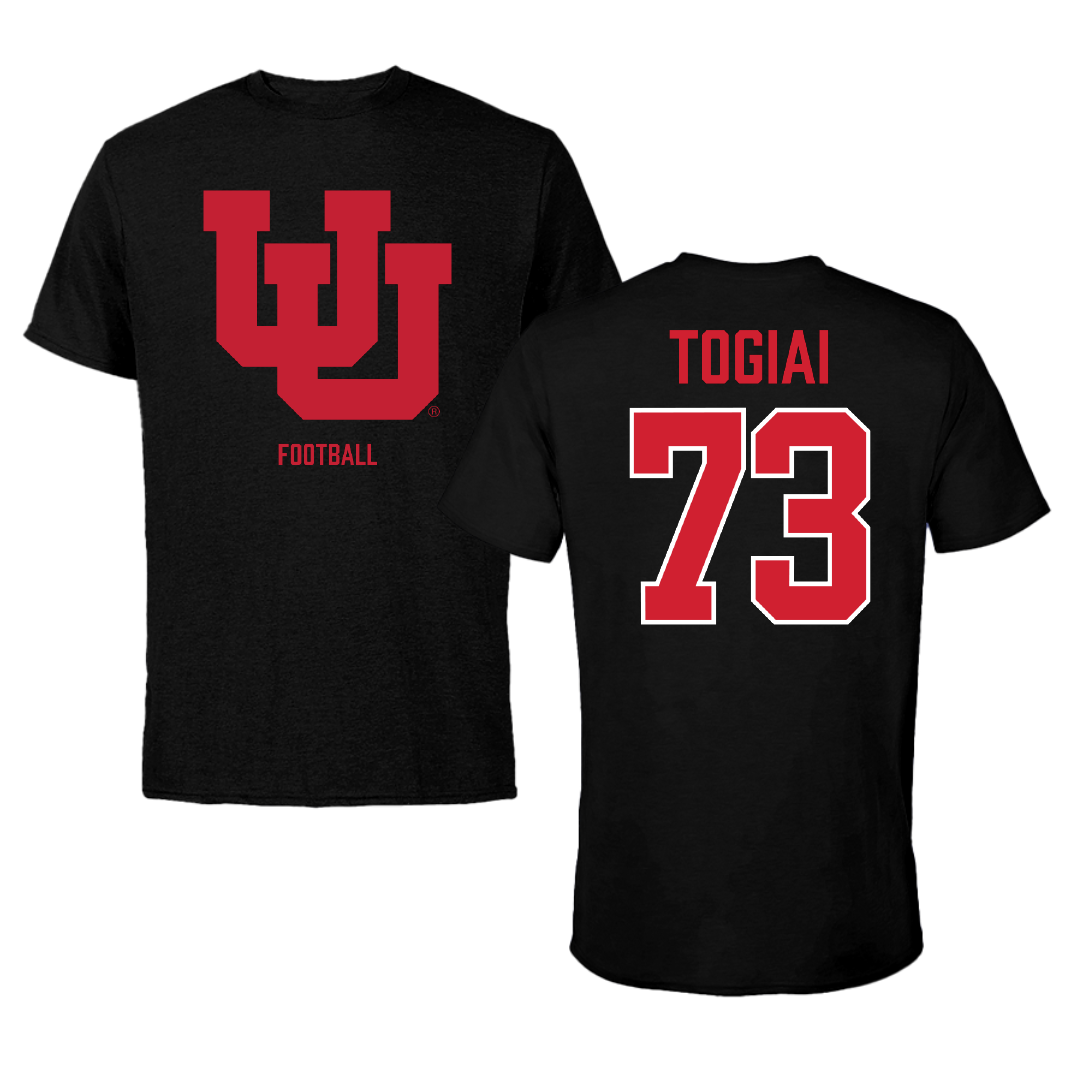 University of Utah Football Black Tee - #73 Tanoa Togiai