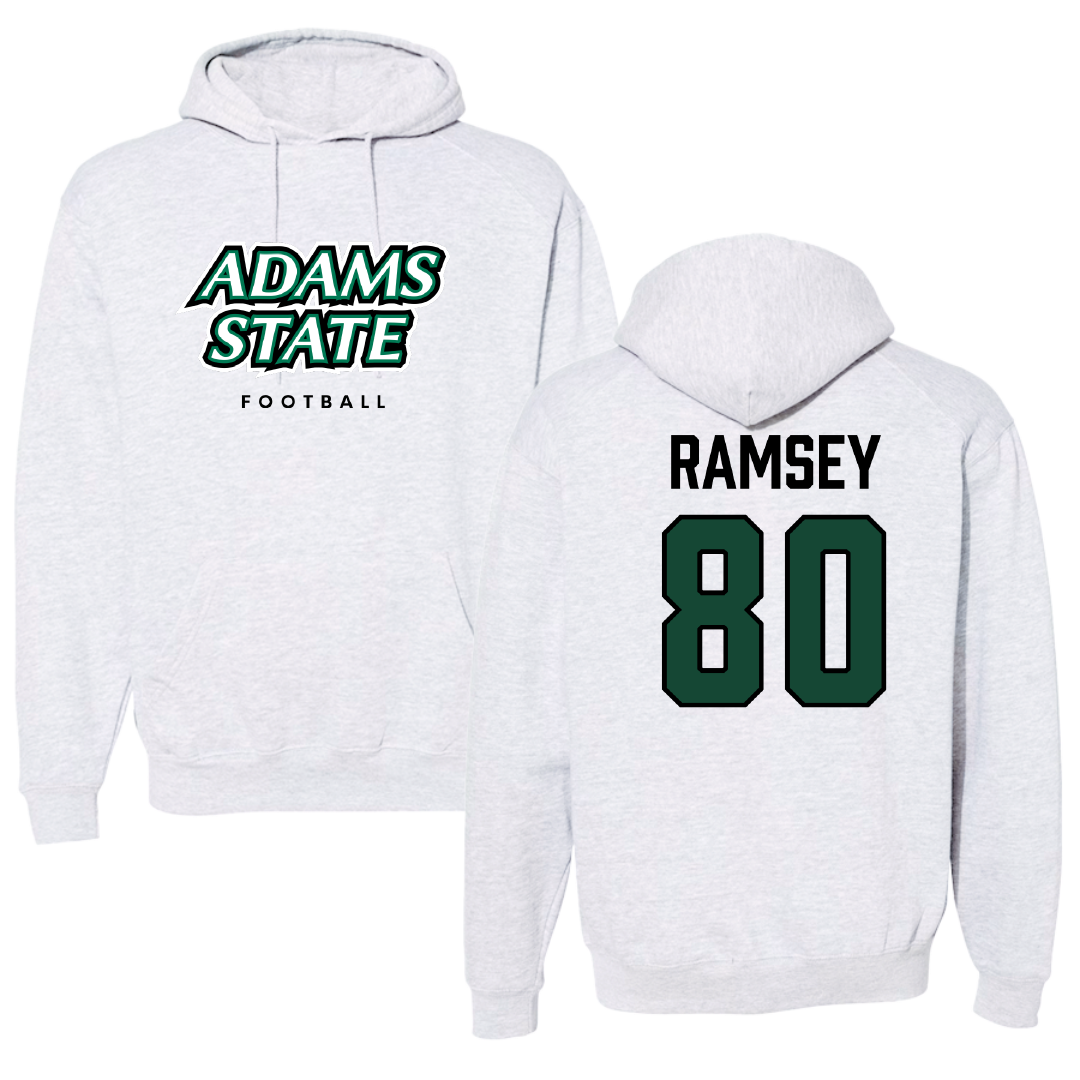 Adams State University Football Gray Block Hoodie - #80 Damarian Ramsey