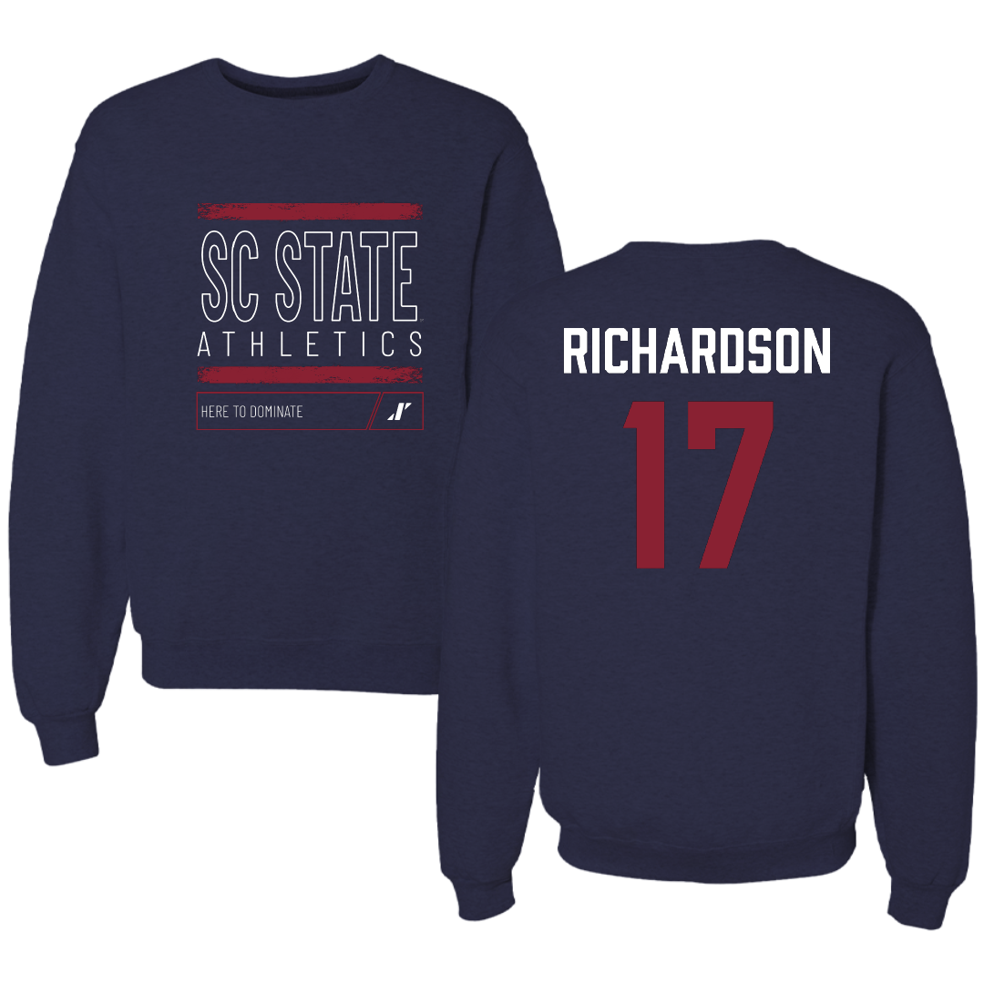 South Carolina State University Football Navy Dominate Crewneck - #17 Malik Richardson