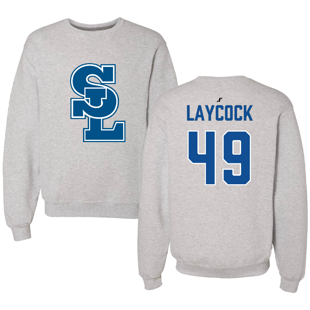 Salt Lake Community College Baseball Light Gray Crewneck - #49 Austin Laycock