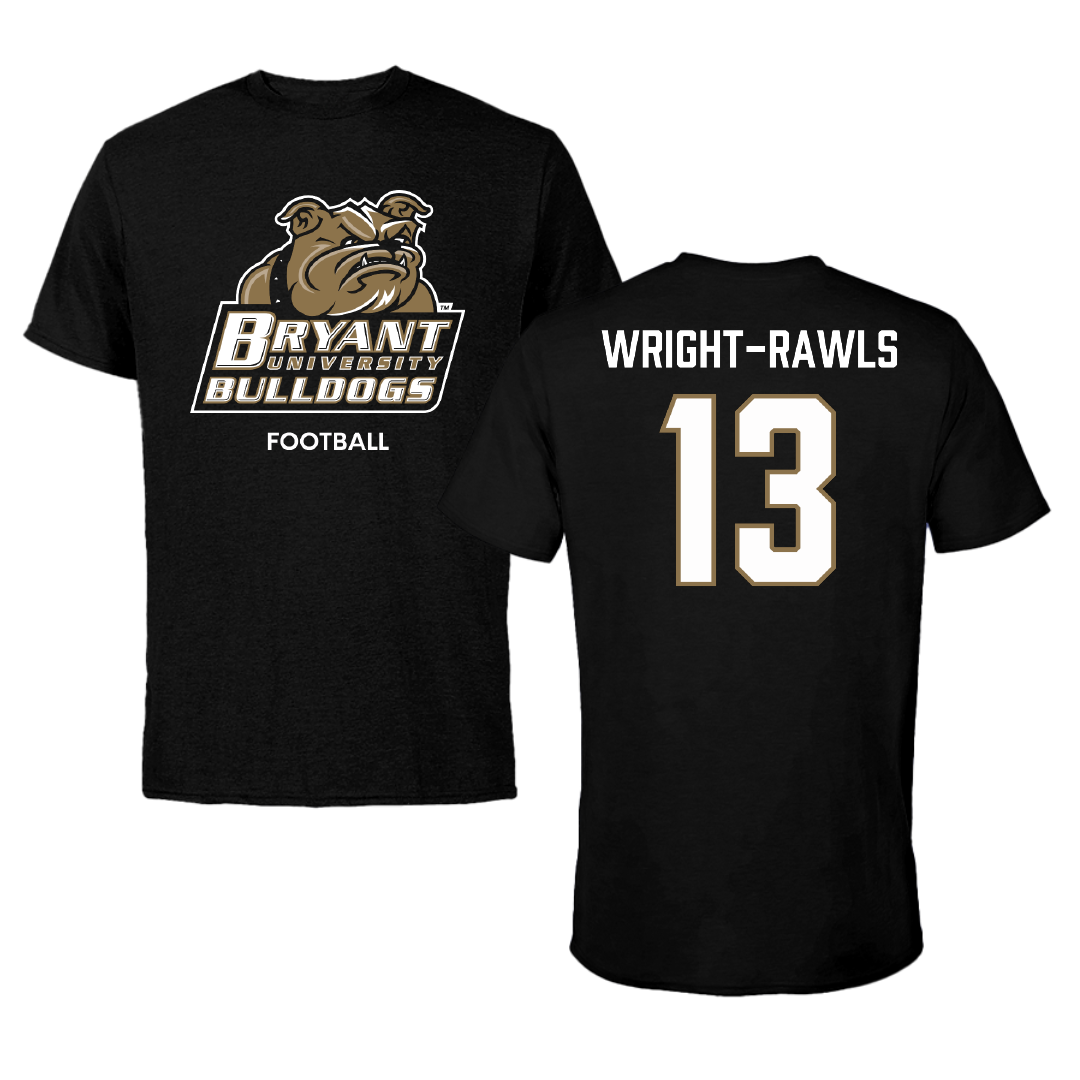 Bryant University Football Black Tee - #13 Taylor Wright-Rawls