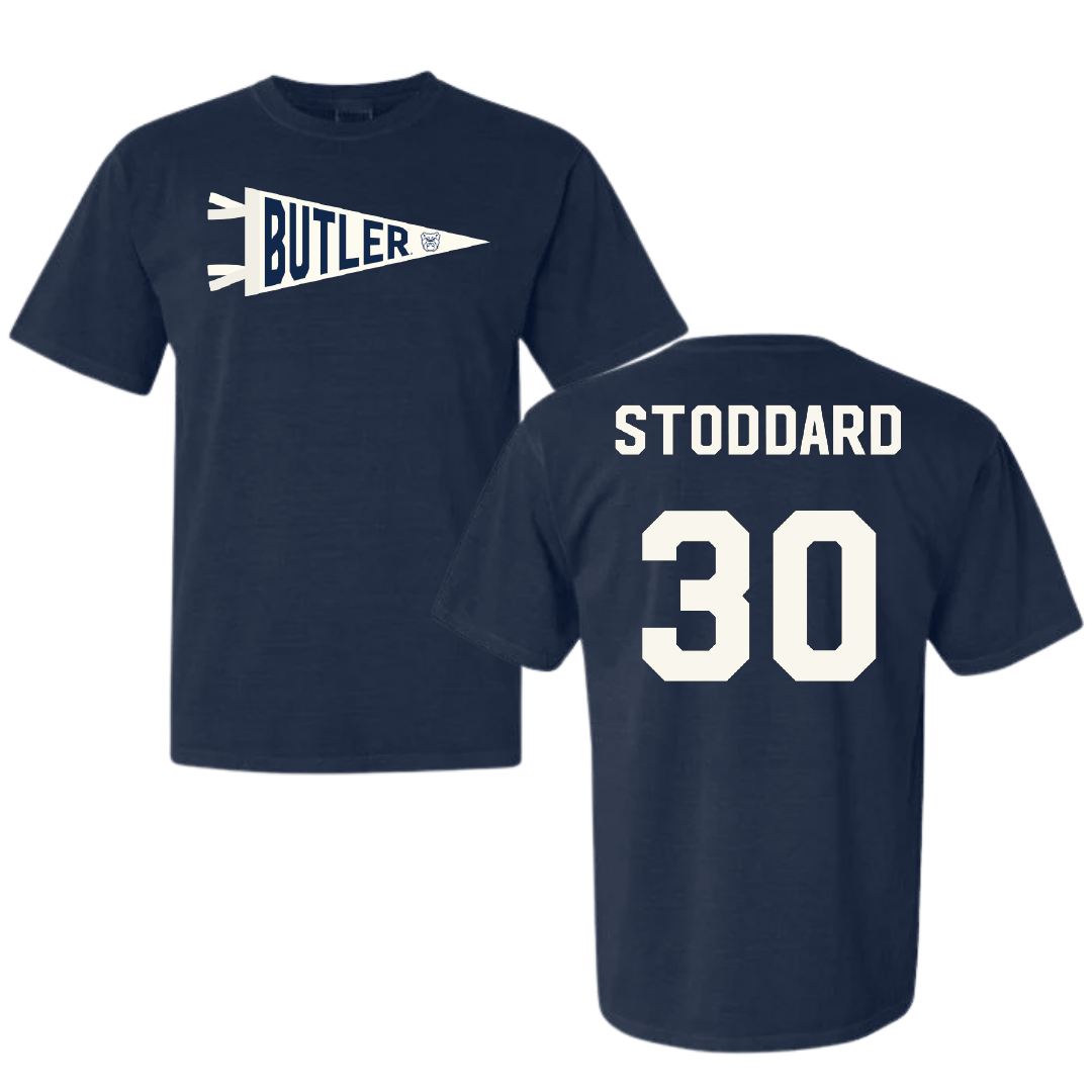 Butler University Basketball Navy Pennant Comfort Colors Tee - #30 Abigail Stoddard