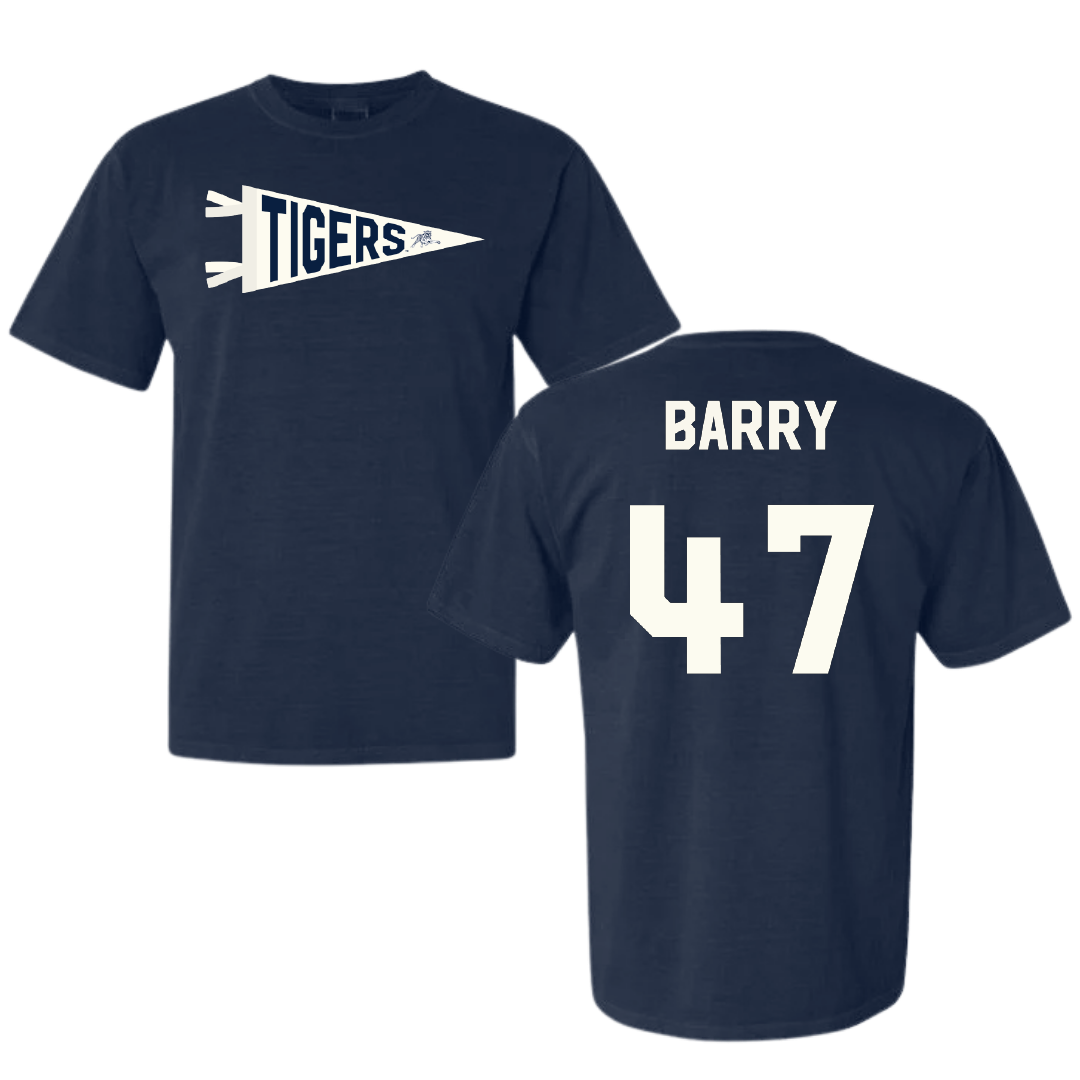Jackson State University Football Navy Pennant Comfort Colors Tee - #47 Jackson Barry
