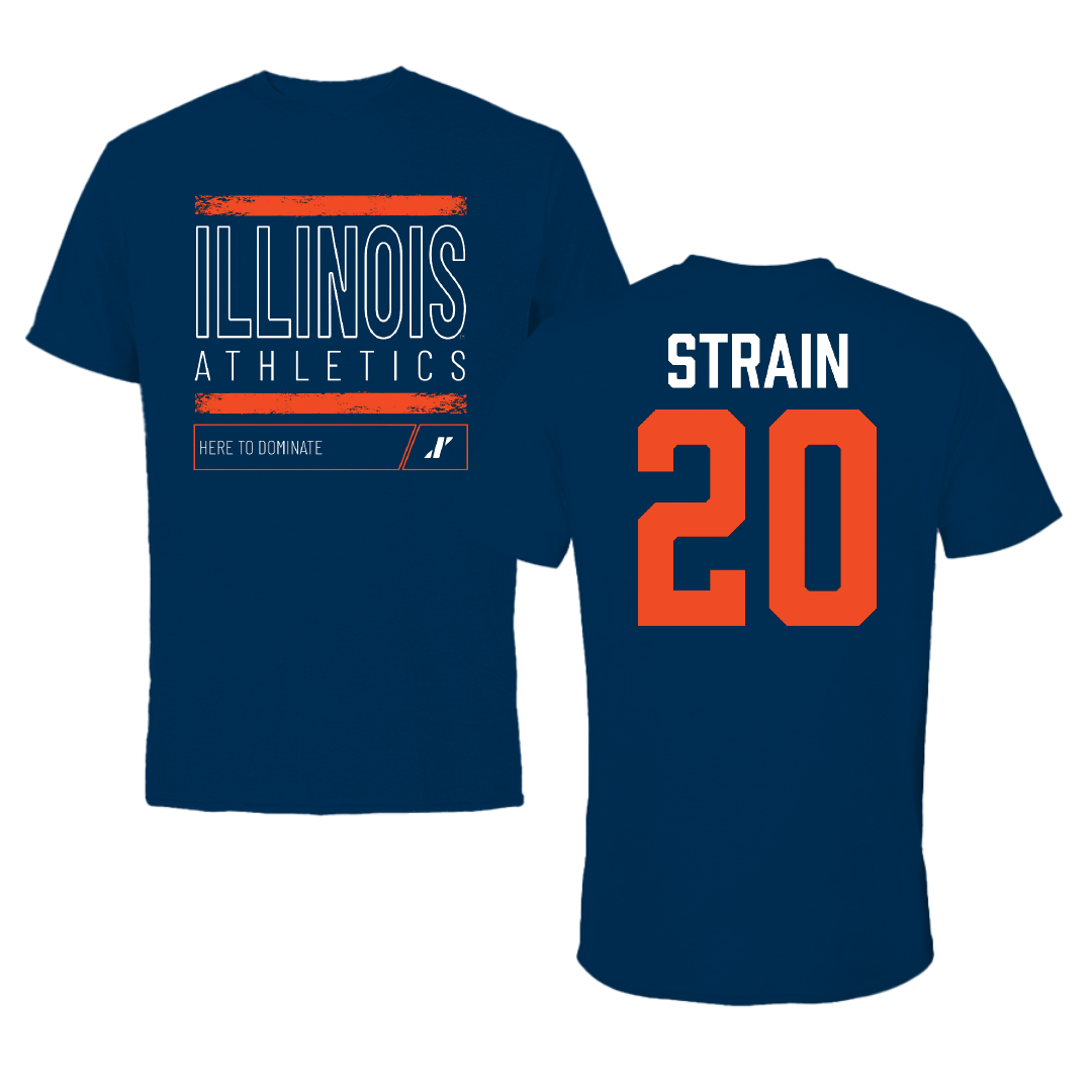 University of Illinois Football Navy Dominate Tee - #20 Tyler Strain