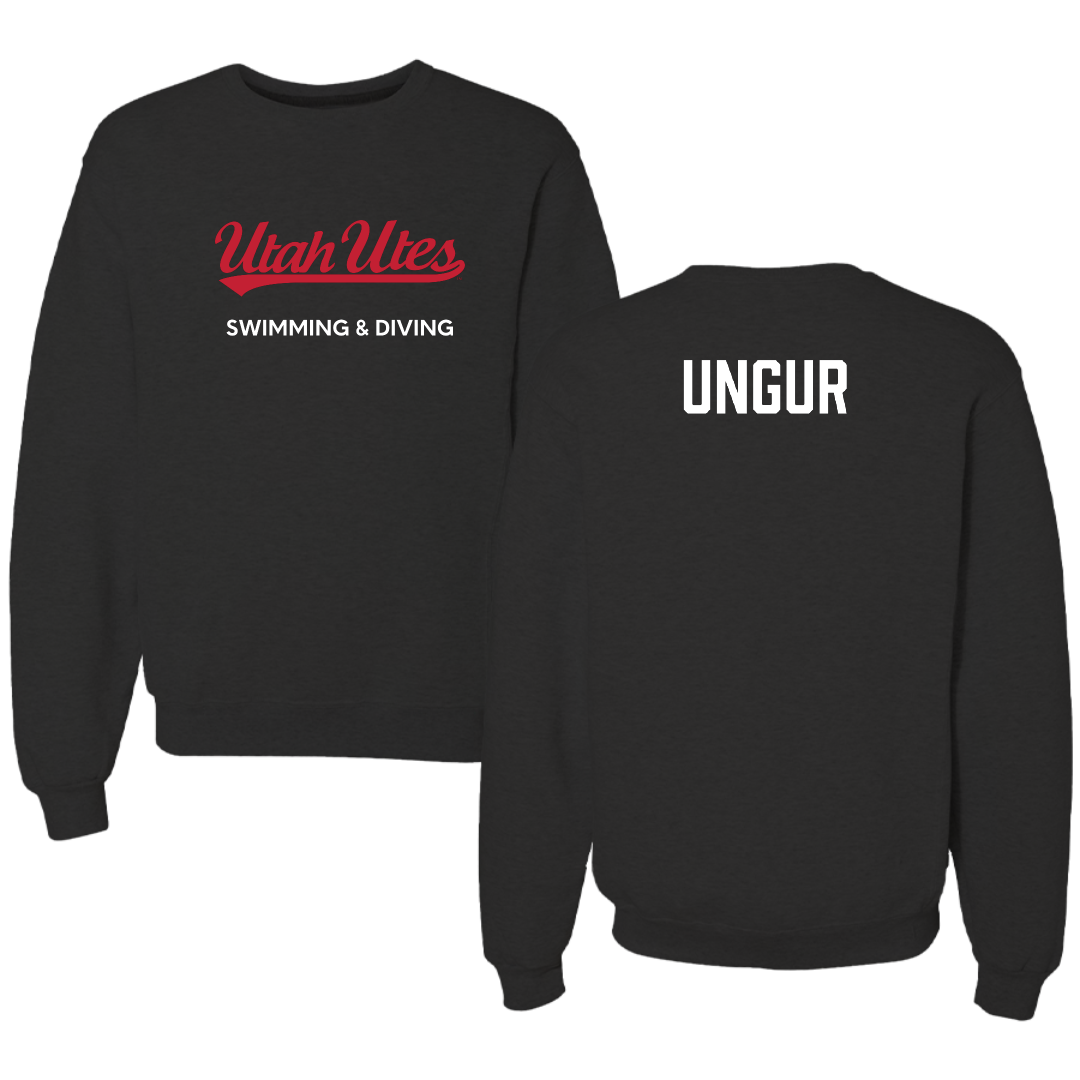 University of Utah Swimming & Diving Black Crewneck - Andrei Ungur