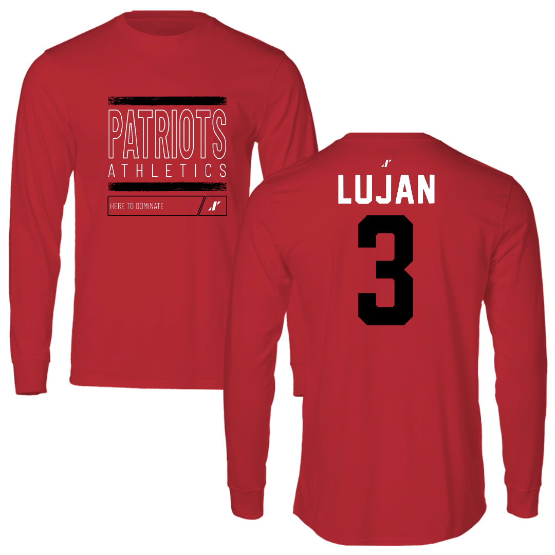 Dallas Baptist University Basketball Red Dominate Performance Long Sleeve - #3 Ricky Lujan