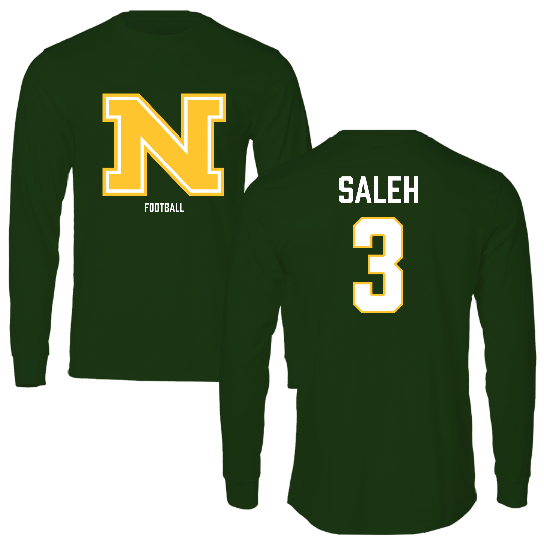 Northern Michigan University Football Forest Green Performance Long Sleeve - #3 Adam Saleh