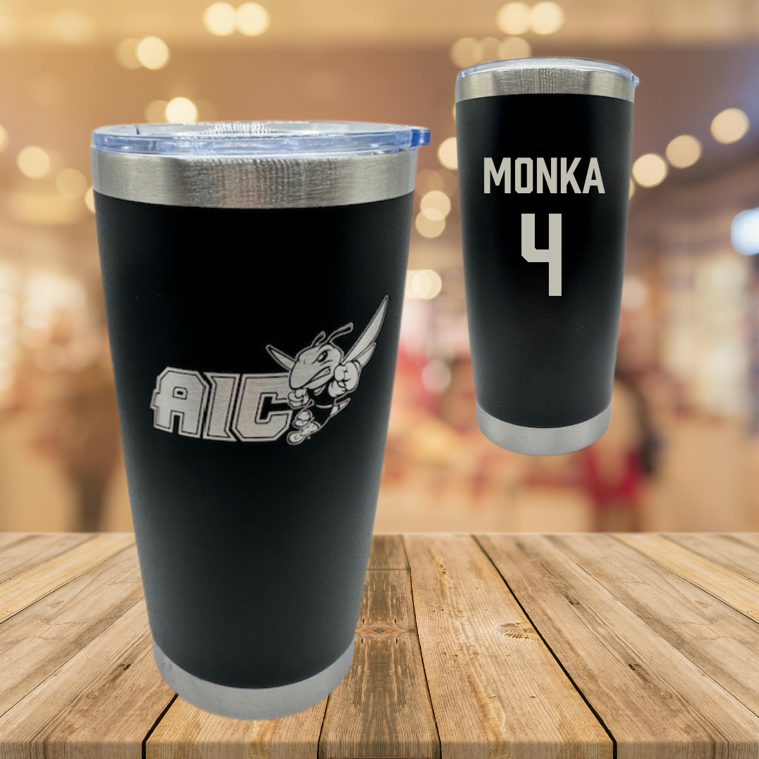 American International College Basketball Black Stainless Steel Tumbler - #4 Eden Monka