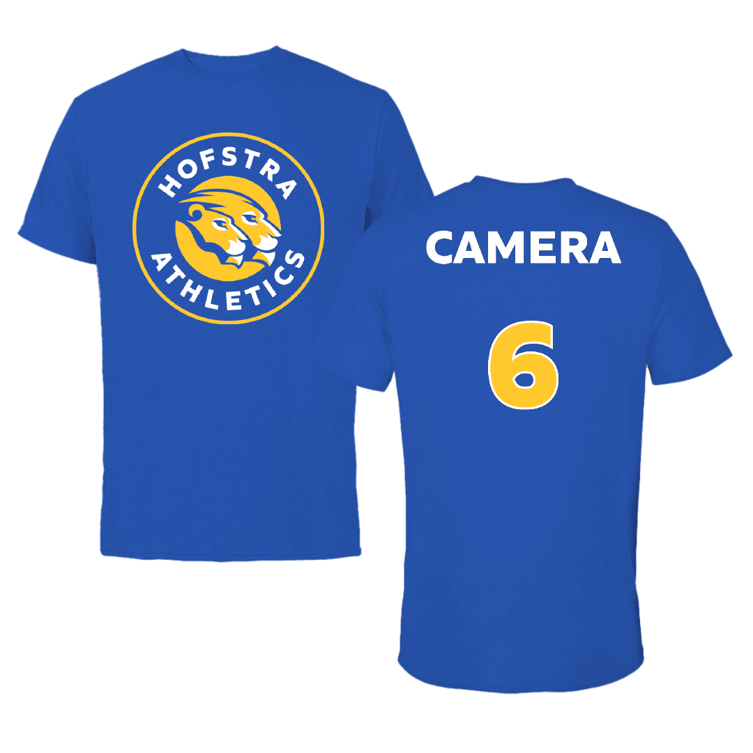 Hofstra University Baseball Blue Performance Tee - #6 Dom Camera