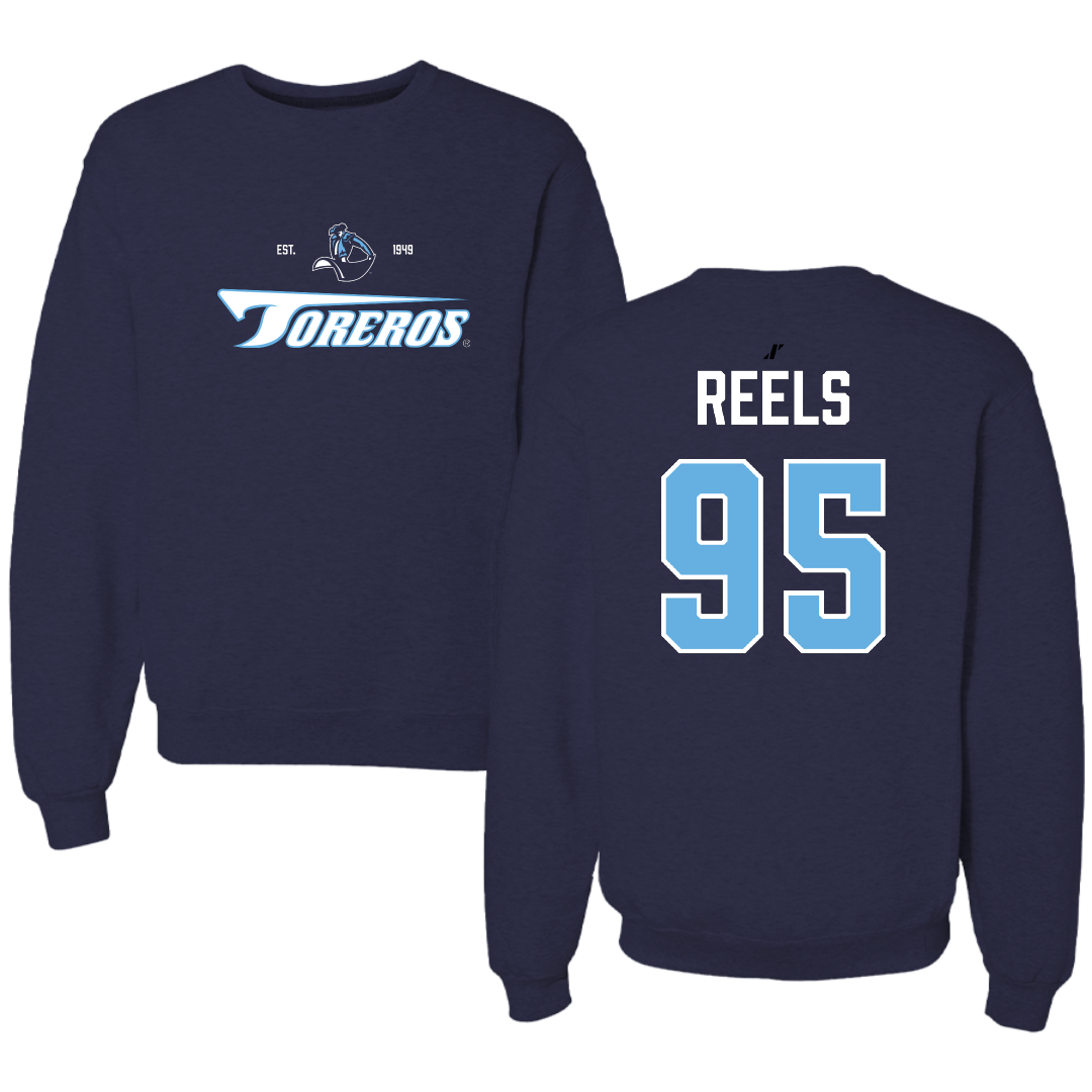 University of San Diego Football Navy General Crewneck - #95 Jae’Von Reels