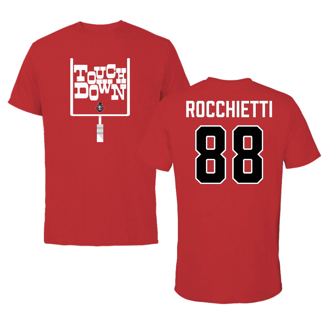 Austin Peay State University Football Red Touchdown Performance Tee - #88 Corey Rocchietti