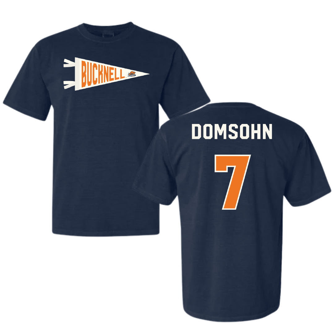 Bucknell University Soccer Navy Pennant Comfort Colors Tee - #7 Zane Domsohn