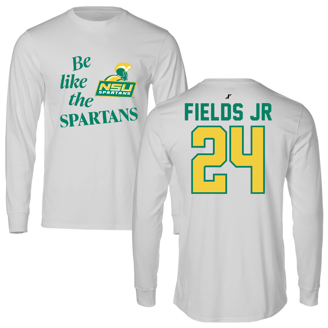 Norfolk State University Basketball Light Gray Be Like Us Performance Long Sleeve - #24 Chris Fields Jr