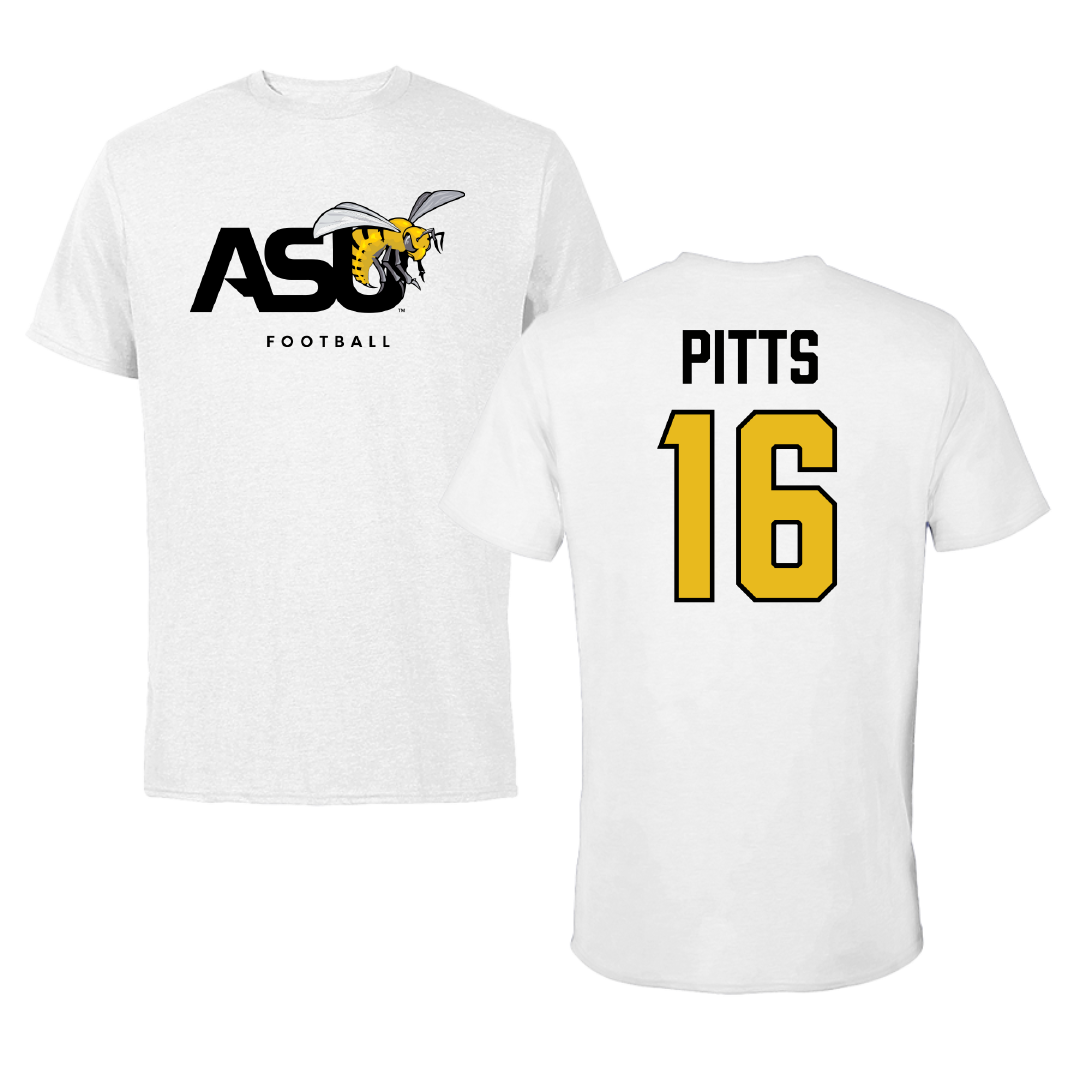 Alabama State University Football White ASU Performance Tee - #16 Christian Pitts
