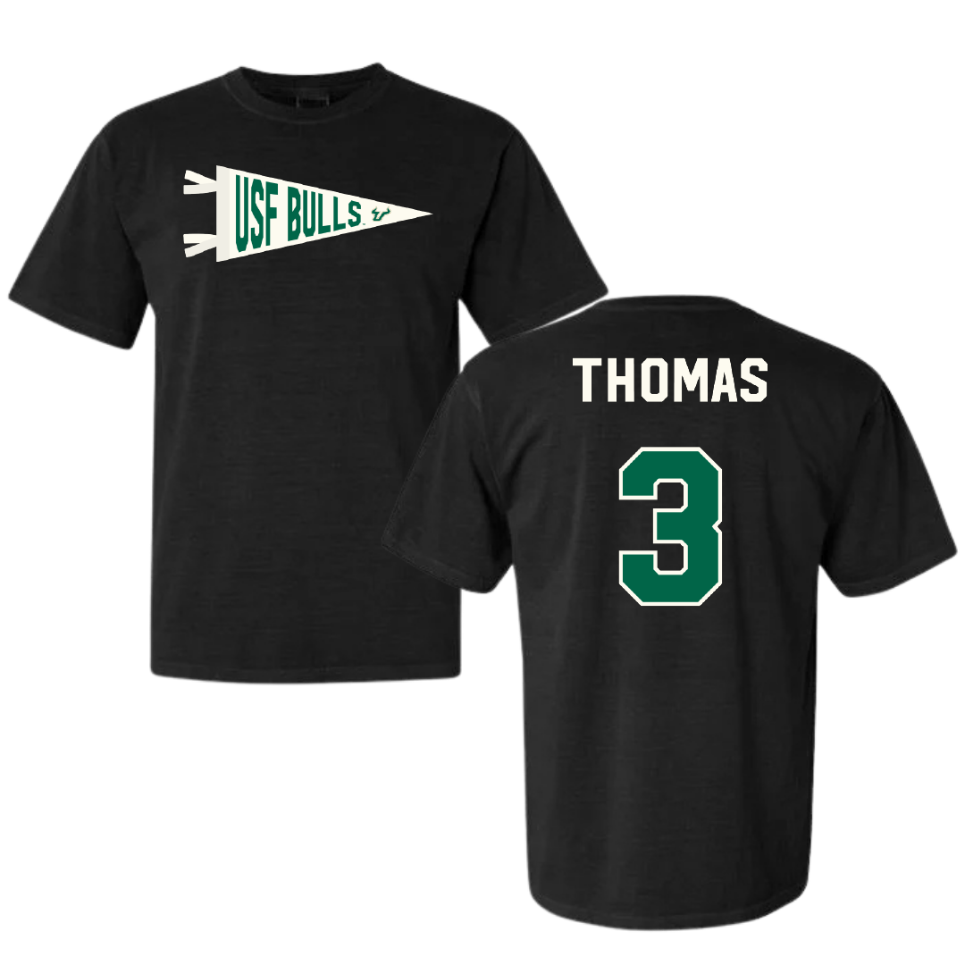 University of South Florida Volleyball Black Pennant Comfort Colors Tee - #3 Miya Thomas