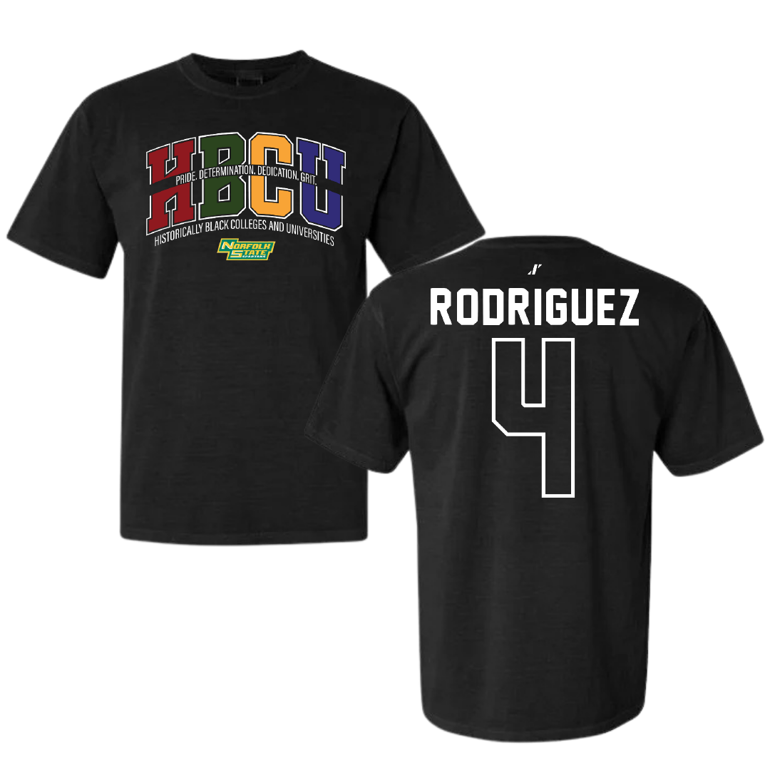 Norfolk State University Baseball Black HBCU Comfort Colors Tee - #4 Raphael Rodriguez