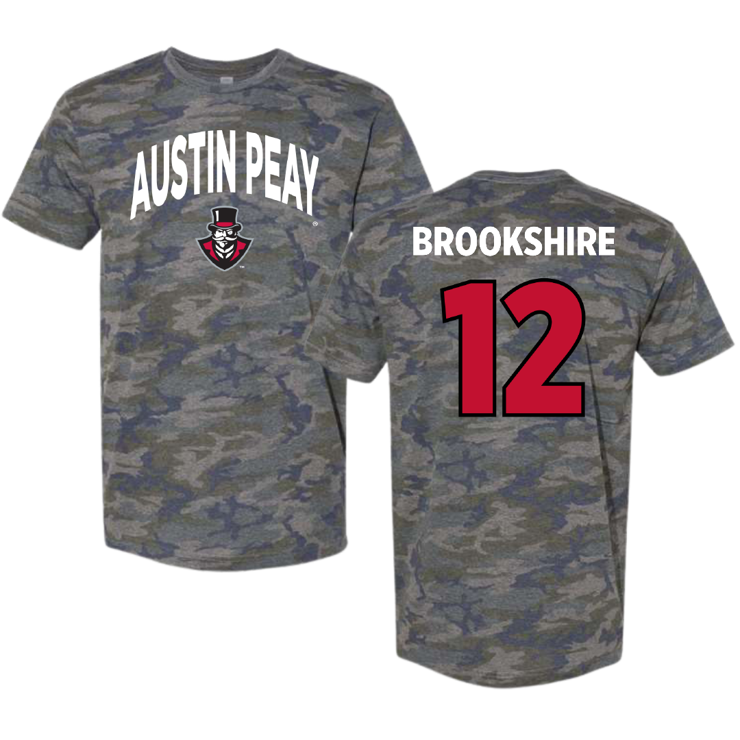 Austin Peay State University Basketball Vintage Camo Tee - #12 Anton Brookshire