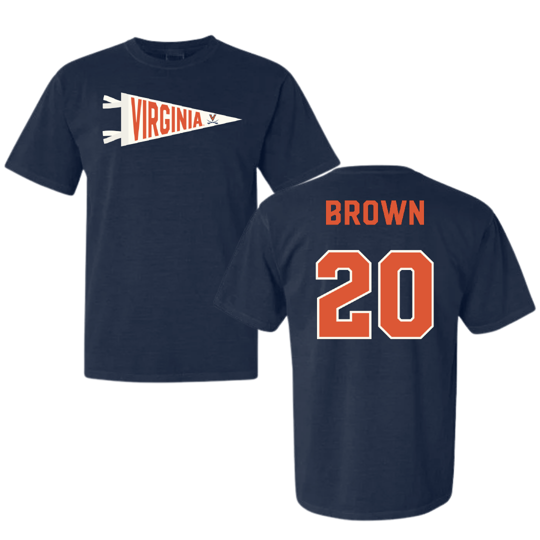 University of Virginia Football Navy Pennant Comfort Colors Tee - #20 Xavier Brown