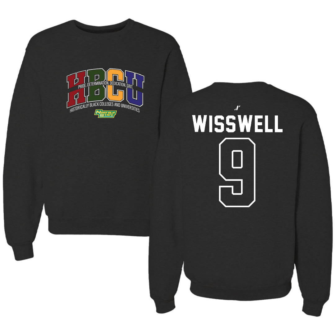 Norfolk State University Softball Black HBCU Crewneck - #9 Leah Wisswell