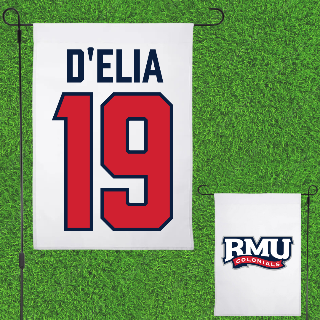 Robert Morris University Ice Hockey White Garden Flag - #19 Thalia D'Elia