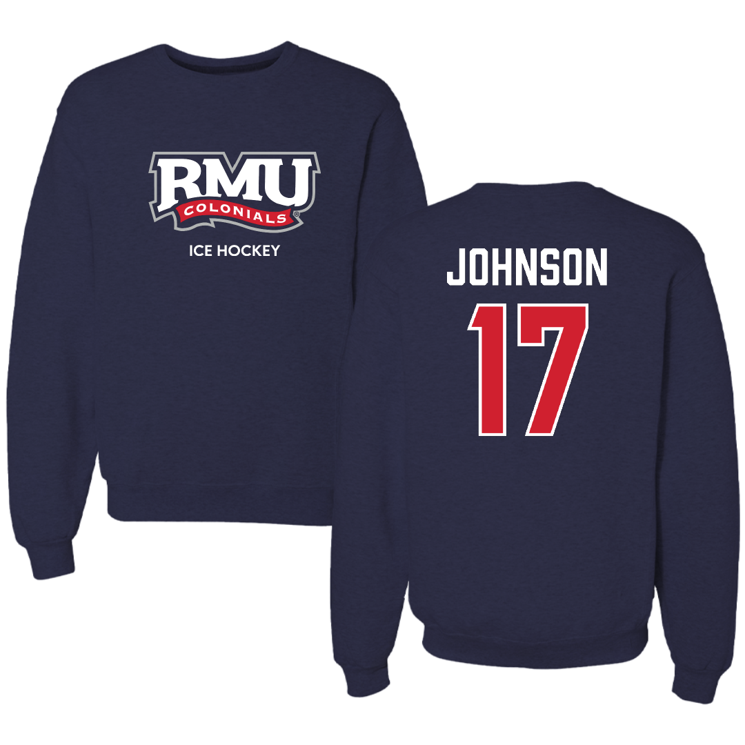Robert Morris University Ice Hockey (M) Navy RMU Crewneck - #17 Patrick Johnson