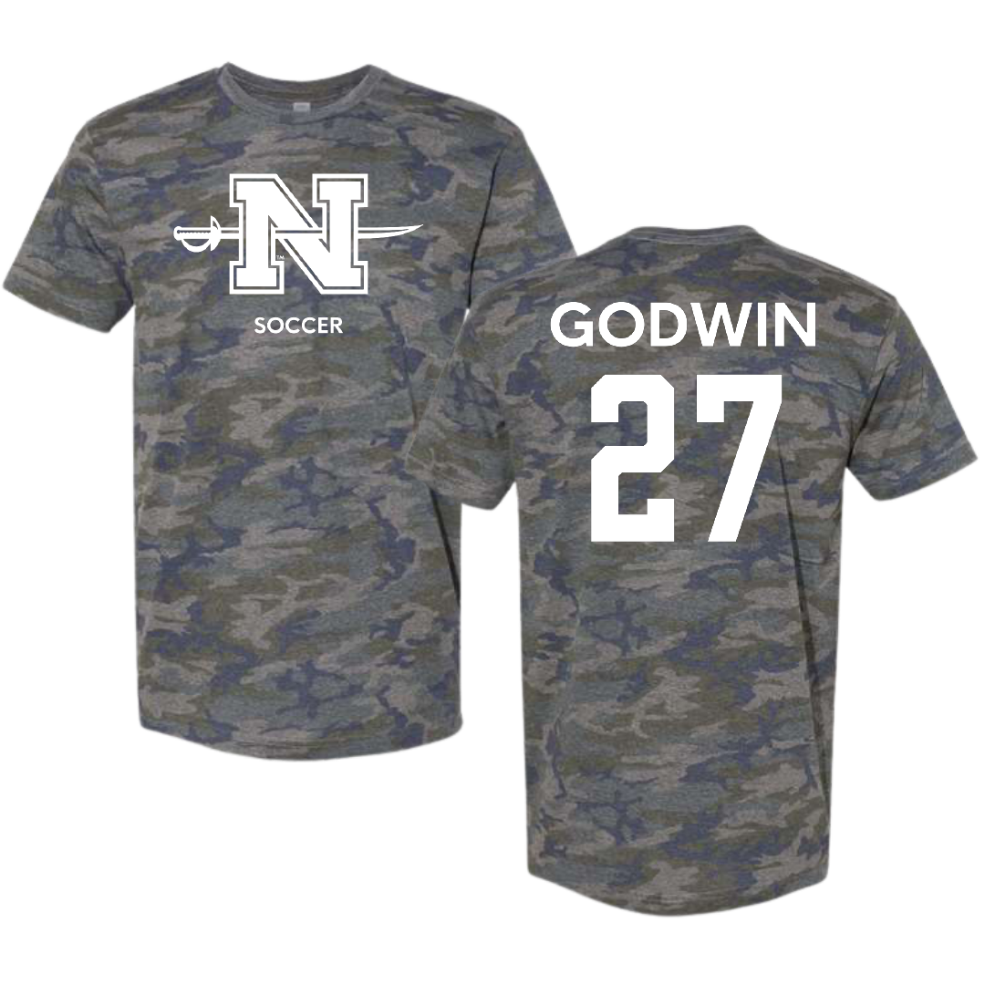 Nicholls State University Soccer (W) Vintage Camo Tee - #27 Emma Godwin