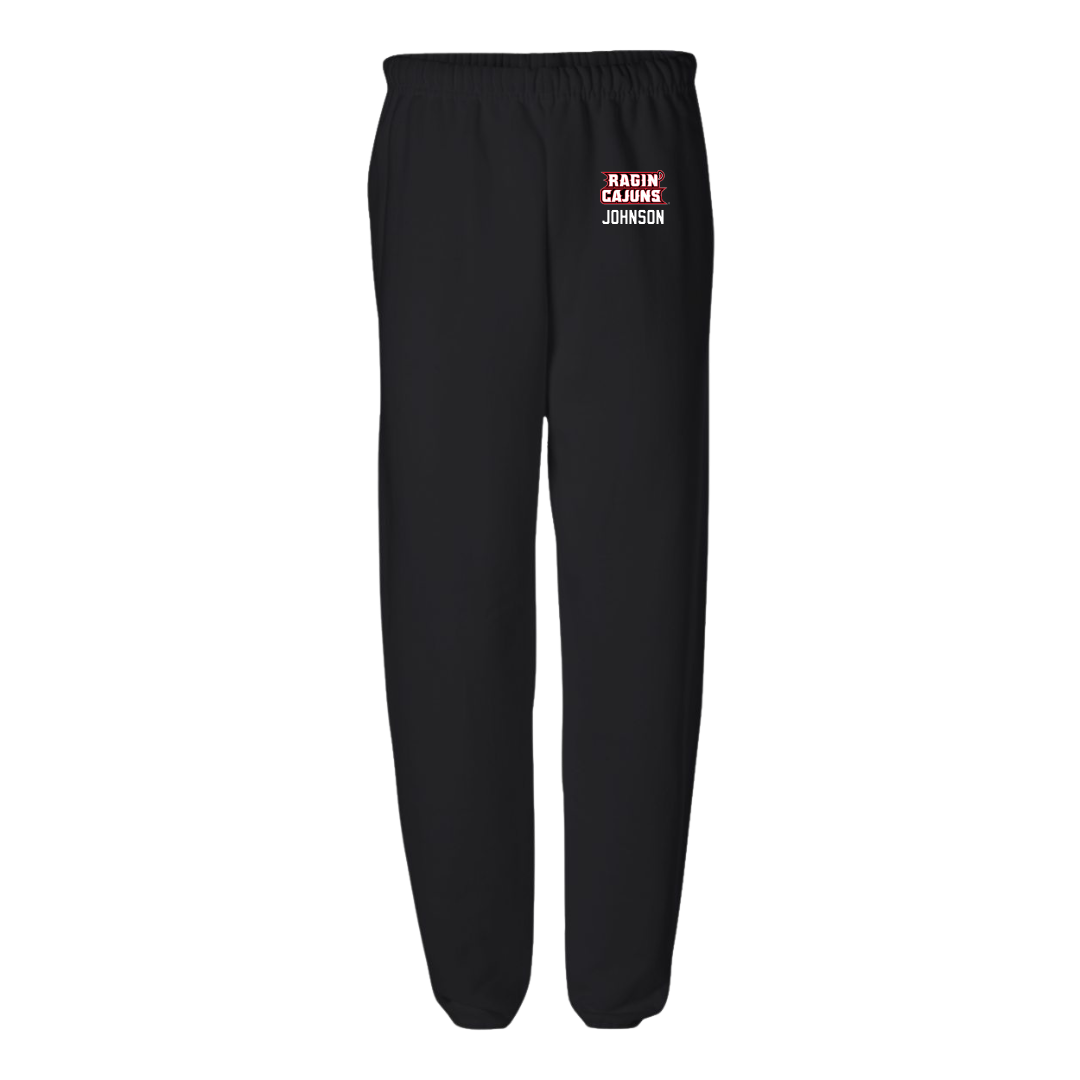 University of Louisiana at Lafayette Football Black Sweatpants - #81 Jaydon Johnson
