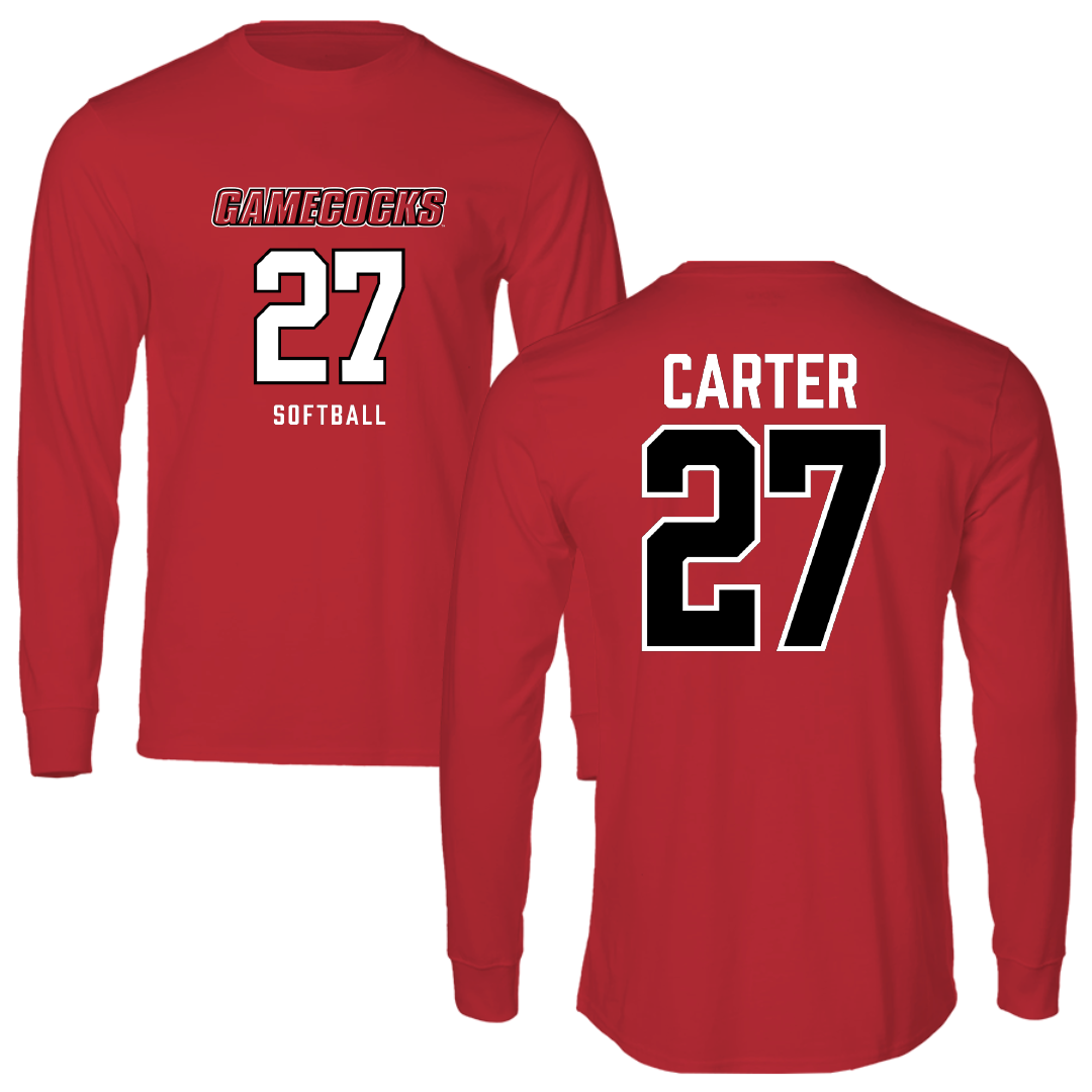 Jacksonville State University Softball Red Long Sleeve - #27 Kat Carter