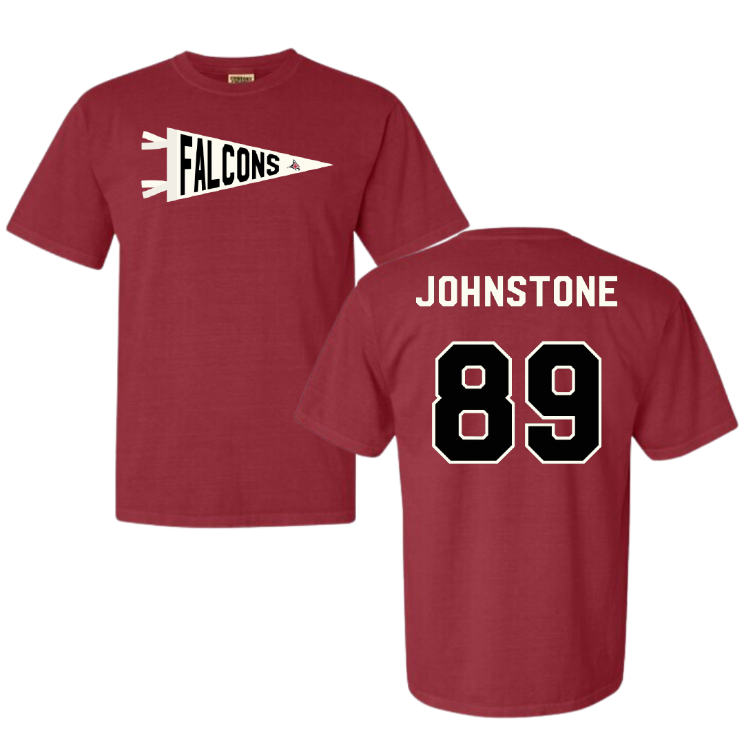University of Wisconsin-River Falls Football Crimson Pennant Comfort Colors Tee - #89 Adam Johnstone