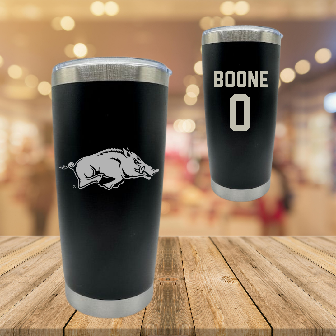 University of Arkansas Football Black Stainless Steel Tumbler - #0 Justus Boone