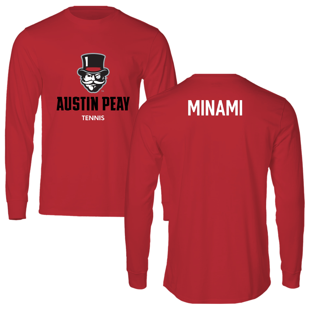 Austin Peay State University Tennis (M) Red Mascot Performance Long Sleeve - Sota Minami