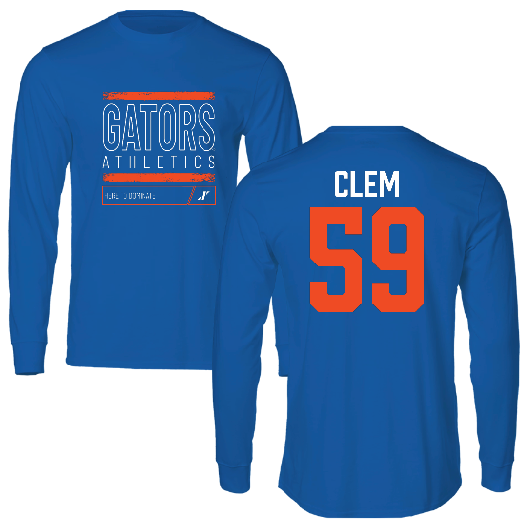 University of Florida Football Blue Dominate Long Sleeve - #59 Hayden Clem