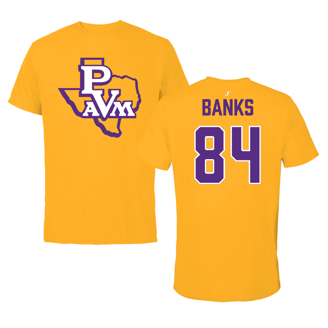 Prairie View A&M University Football Gold Performance Tee - #84 Ja’koby Banks