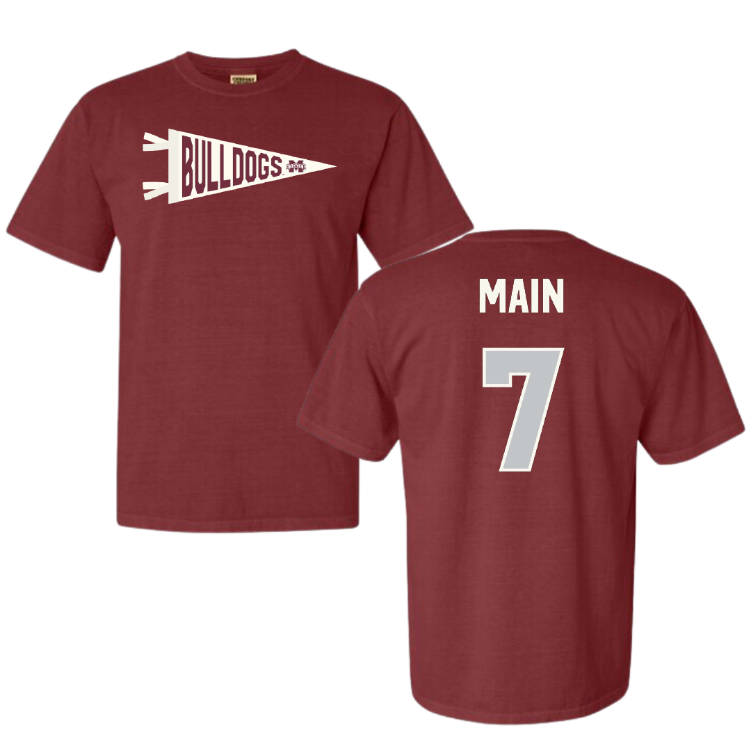 Mississippi State University Soccer Maroon Pennant Comfort Colors Tee - #7 Zoe Main