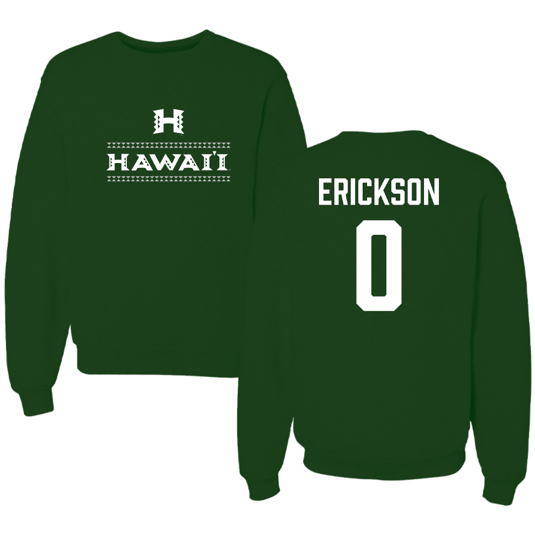 University of Hawaii Basketball (M) Forest Green General Crewneck - #0 Hunter Erickson