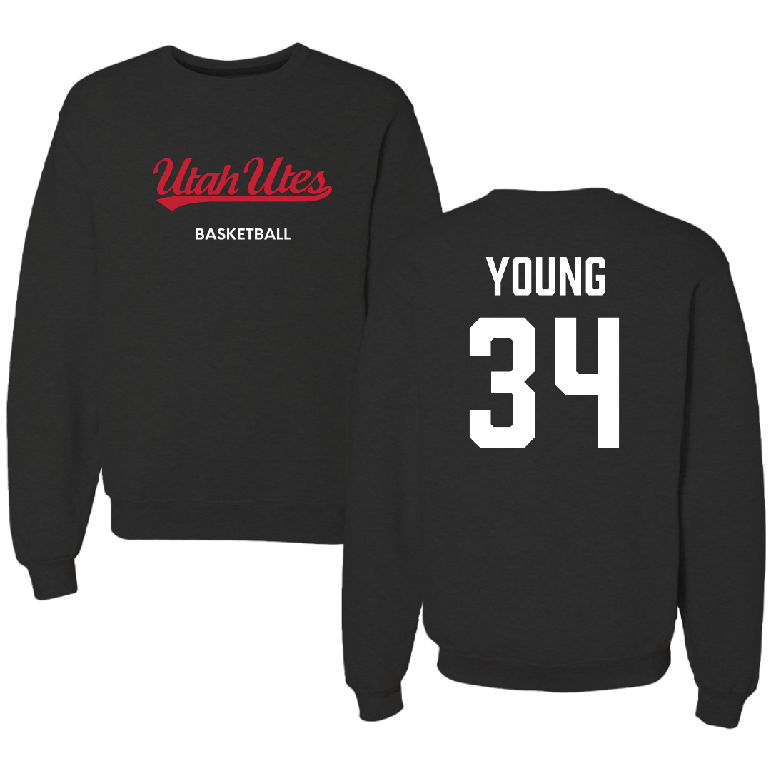 University of Utah Basketball (W) Black Crewneck - #34 Dasia Young