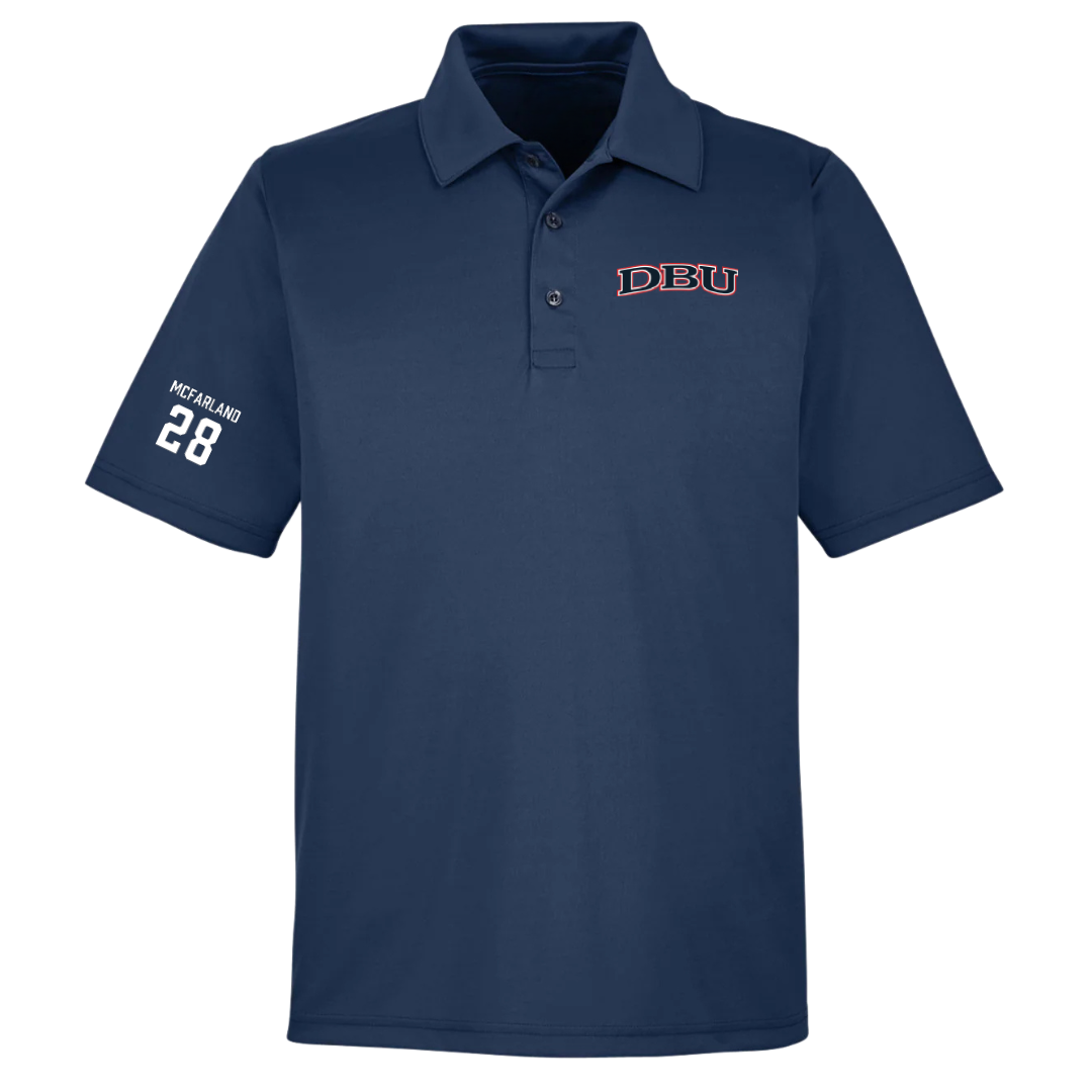 Dallas Baptist University Soccer (M) Navy Polo - #28 Riley McFarland