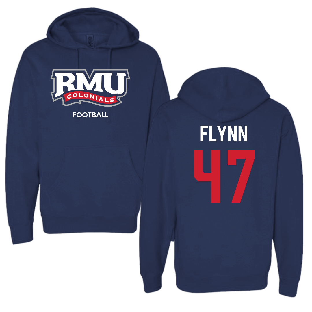 Robert Morris University Football Navy Hoodie - #47 Mack Flynn