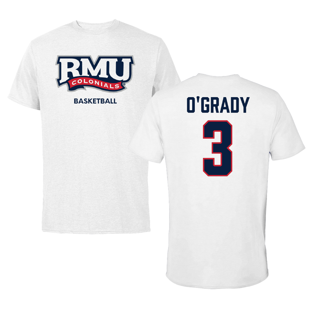 Robert Morris University Basketball (M) White Performance Tee - #3 Tanner O'Grady