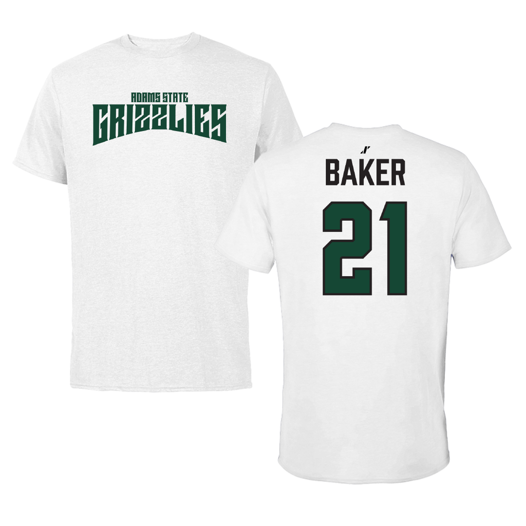 Adams State University Basketball (M) White Classic Tee - #21 Dillan Baker