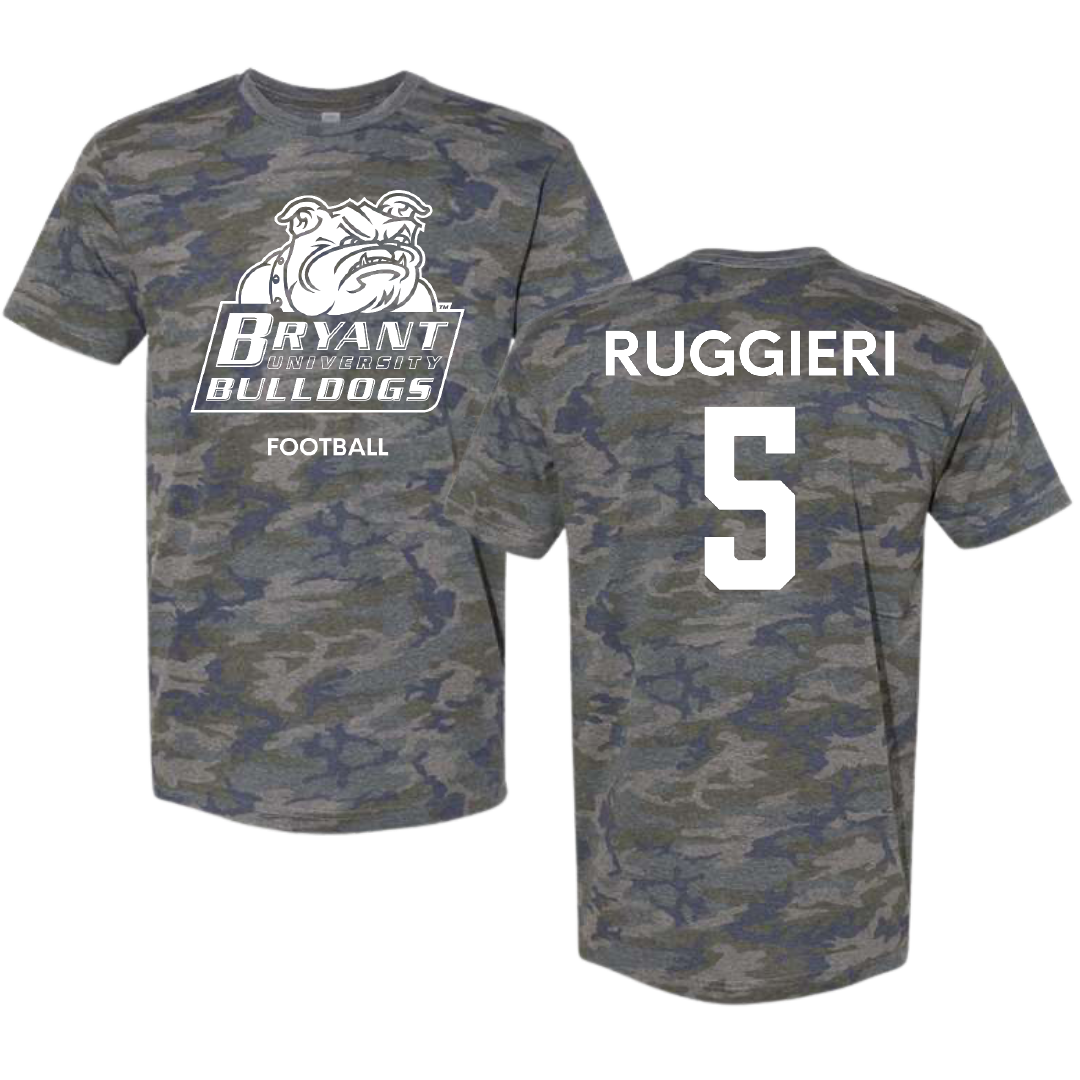 Bryant University Football Vintage Camo Tee - #5 Landon Ruggieri