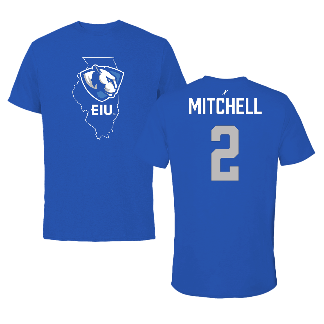 Eastern Illinois University Football Blue State Performance Tee - #2 Bruce Mitchell