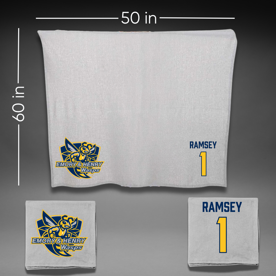 Emory & Henry College Basketball (W) Gray Blanket - #1 Lyndie Ramsey