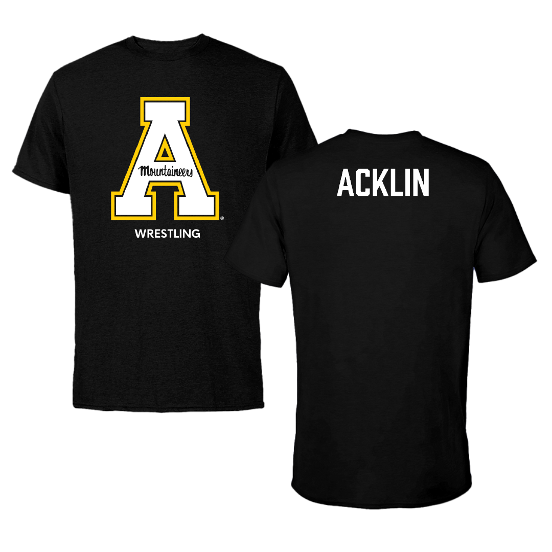 Appalachian State University Wrestling (M) Black Performance Tee - Drake Acklin