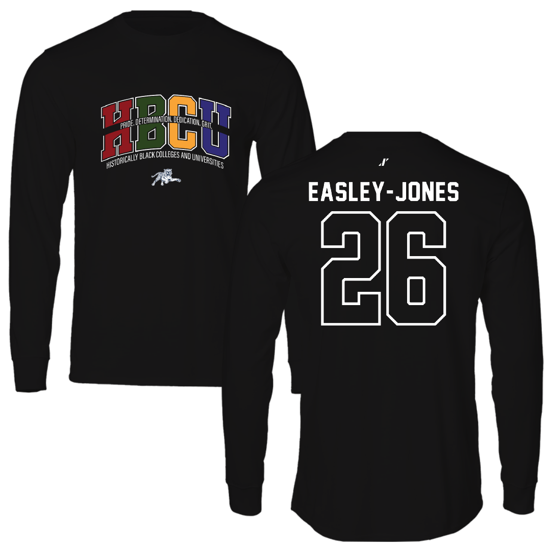 Jackson State University Football Black HBCU Performance Long Sleeve - #26 Tavarious Easley-Jones