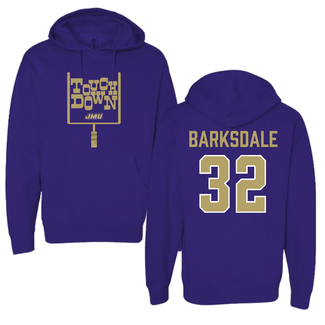 James Madison University Football Purple Touchdown Hoodie - #32 DJ Barksdale