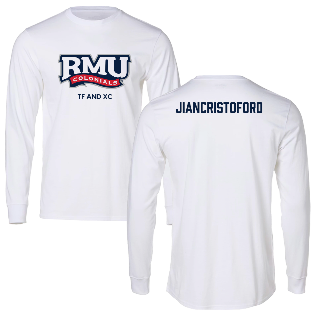 Robert Morris University TF and XC White Performance Long Sleeve - Emma Jiancristoforo