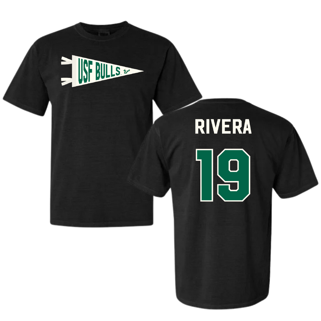 University of South Florida Softball Black Pennant Comfort Colors Tee - #19 Alanah Rivera